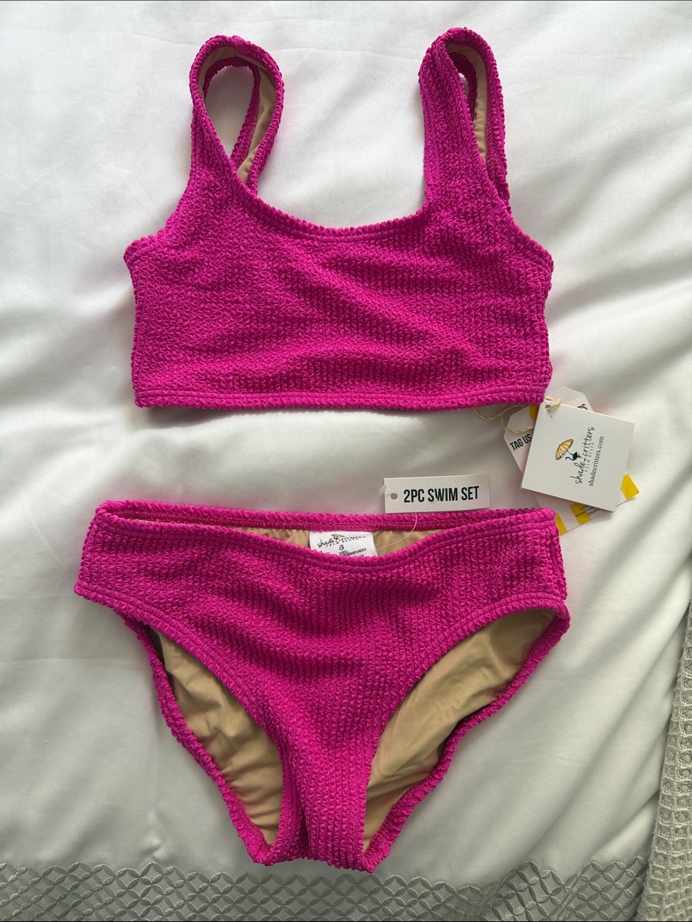 Shade Critters Hot Pink Two-Piece Textured Swim Set